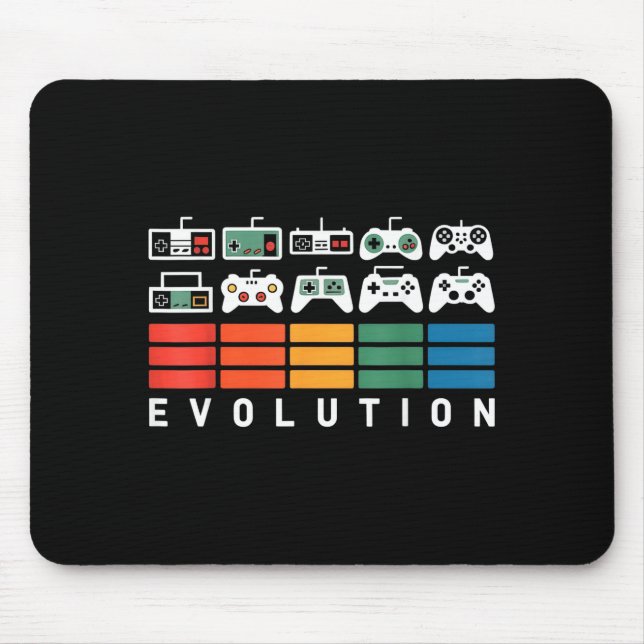 Video Game Controller Evolution 80s 90s Retro Gami Mouse Pad (Front)