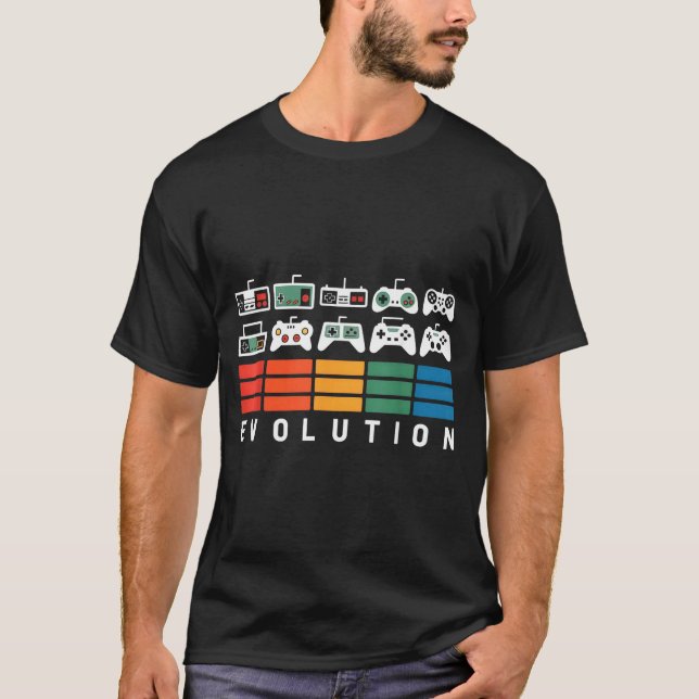 Video Game Controller Evolution 80s 90s Retro Gami T-Shirt (Front)