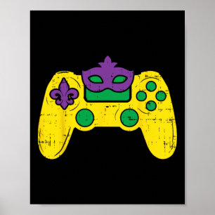 Video Game Controller Gamer E-sports Mardi Gras Bo Poster