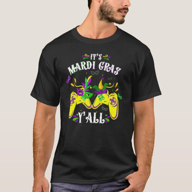 Video Game Controller Gamer E Sports Mardi Gras Y' T-Shirt (Front)