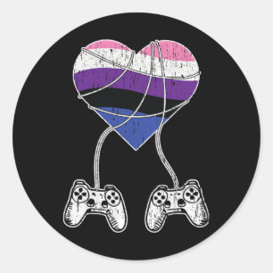 Video-game Controller Gender-fluid Pride Gaming Lg Classic Round Sticker