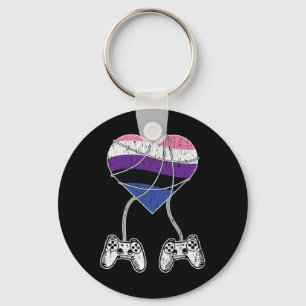 Video-game Controller Gender-fluid Pride Gaming Lg Keychain