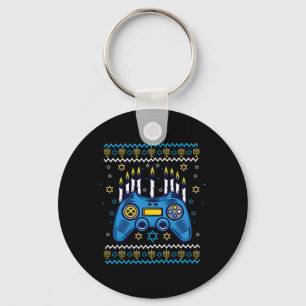 Video Game Controller Hanukkah Menorah Candles Jew Keychain