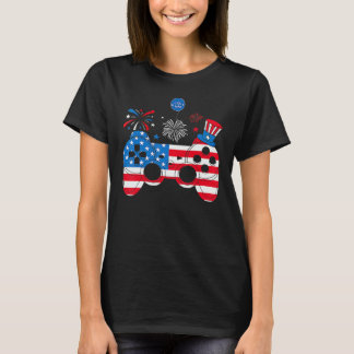 Video Game Controller Happy 4th Of July US America T-Shirt