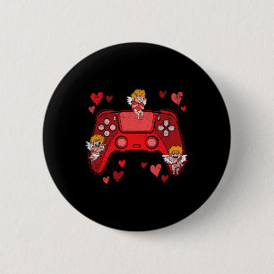 Video-game Controller Heart Valentines Day Cute Ga 2 Inch Round Button