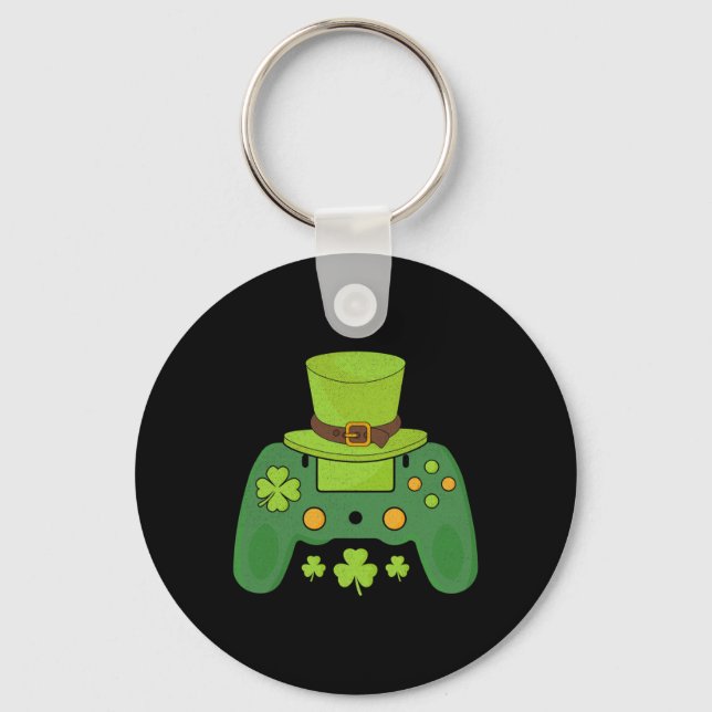Video Game Controller Irish Gamer Boys Happy St Pa Keychain (Front)