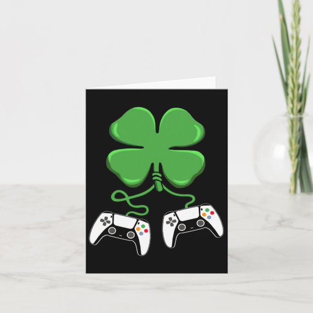 Video Game Controller Irish Gamer Boys St Patricks Card (Front)