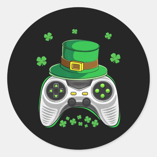 Video Game Controller Irish Gamer Boys St Patricks Classic Round Sticker (Front)