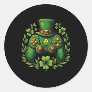 Video Game Controller Irish Gamer Boys St Patricks Classic Round Sticker