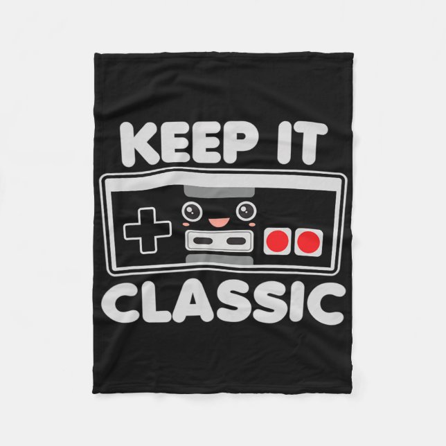 Video Game Controller Keep It Clic Humour 80s Retr Fleece Blanket (Front)