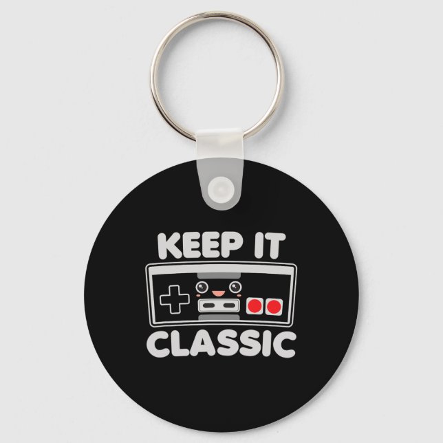 Video Game Controller Keep It Clic Humour 80s Retr Keychain (Front)