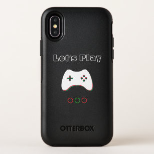 Video Game Controller, Let's Play, Red & Green Art OtterBox Symmetry iPhone X Case
