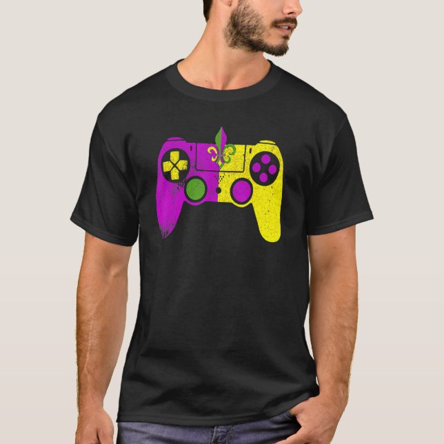 Video Game Controller Mardi Gras Carnival Mask Fle T-Shirt (Front)
