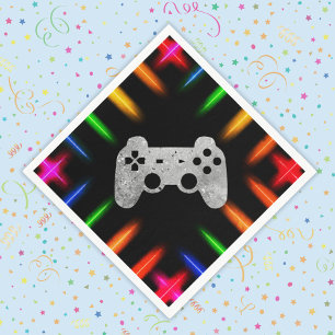Video Game Controller Neon Gaming Birthday Party  Napkin