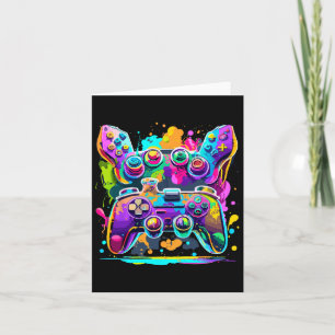 Video Game Controller Paint Drip Colourful Gamers  Card