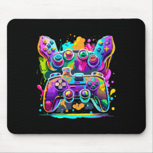 Video Game Controller Paint Drip Colourful Gamers  Mouse Pad