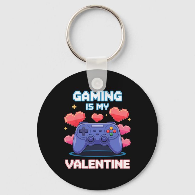 Video Game Controller Pixel Hearts For Valentine's Keychain (Front)