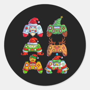 Video Game Controller Santa Hat Christmas Gamer 1  Classic Round Sticker