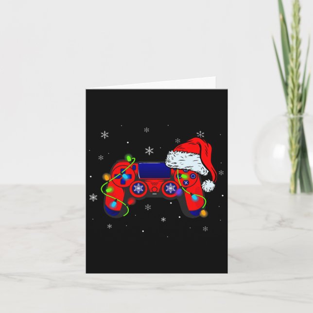 Video Game Controller Santa Hat Christmas Gamer Bo Card (Front)