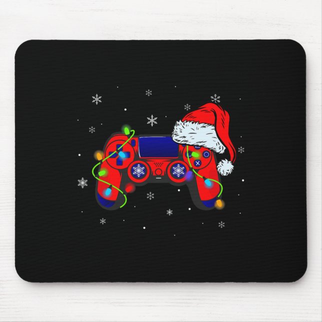 Video Game Controller Santa Hat Christmas Gamer Bo Mouse Pad (Front)