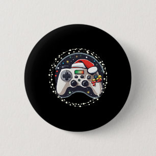 Video Game Controller Santa Hat Christmas Gaming X 2 Inch Round Button