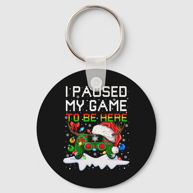 Video-game Controller Santa Hat Christmas Gaming X Keychain (Front)
