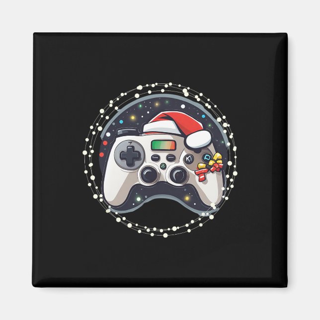 Video Game Controller Santa Hat Christmas Gaming X Magnet (Front)