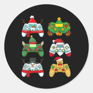 Video Game Controller Santa Hat Gamer Boys Xmas 2 Classic Round Sticker
