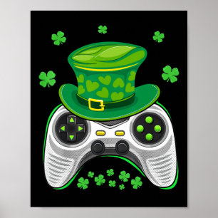 Video Game Controller Shamrock Gamer St Patricks D Poster
