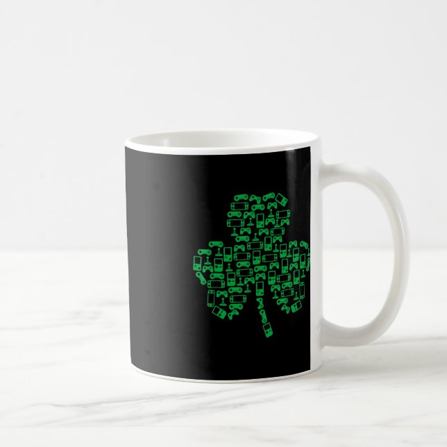 Video Game Controller Shamrock Irish Gamer St Patr Coffee Mug (Right)