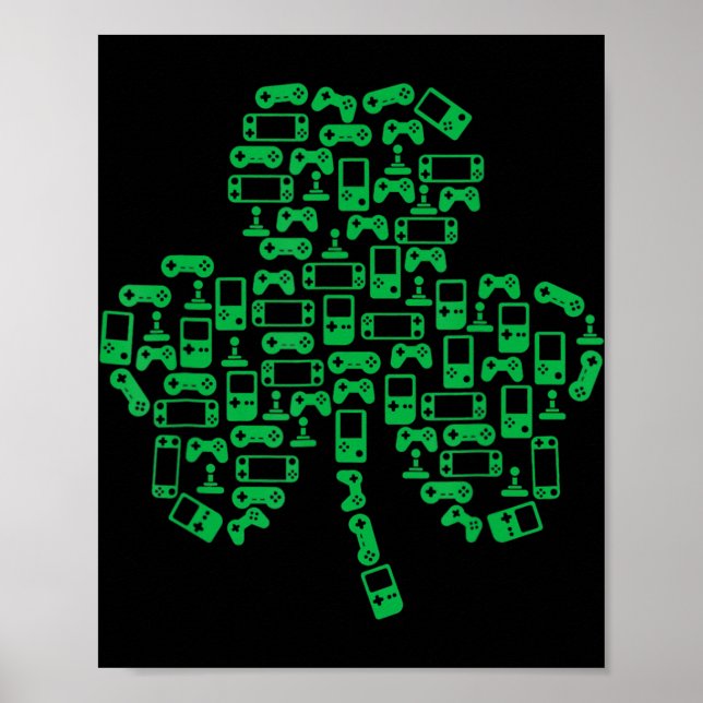 Video Game Controller Shamrock Irish Gamer St Patr Poster (Front)