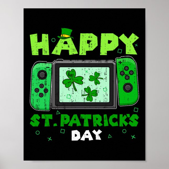 Video Game Controller Shamrock St Patricks Day Gam Poster (Front)