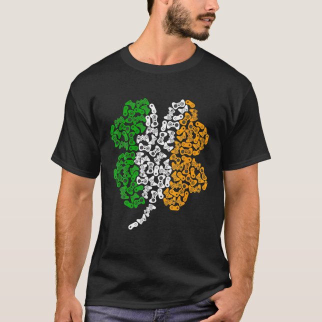 Video Game Controller St Patricks Day Tee Boys Men (Front)