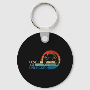 Video Game Controller Unlocked Level 13 Birthday B Keychain
