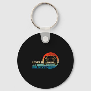 Video Game Controller Unlocked Level 13 Birthday B Keychain