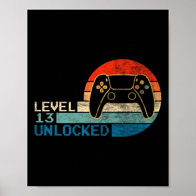 Video Game Controller Unlocked Level 13 Birthday B Poster (Front)