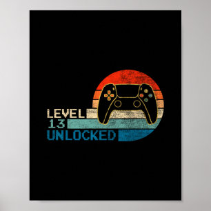 Video Game Controller Unlocked Level 13 Birthday B Poster