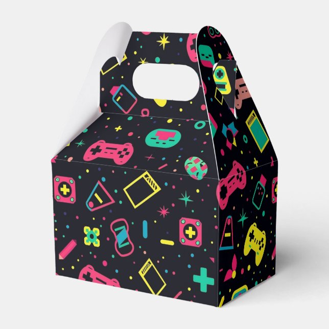 Video Game Controllers and Toys Pattern  Favor Box (Back Side)