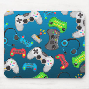 Video Game Controllers Gamer Fun Colourful Mouse Pad