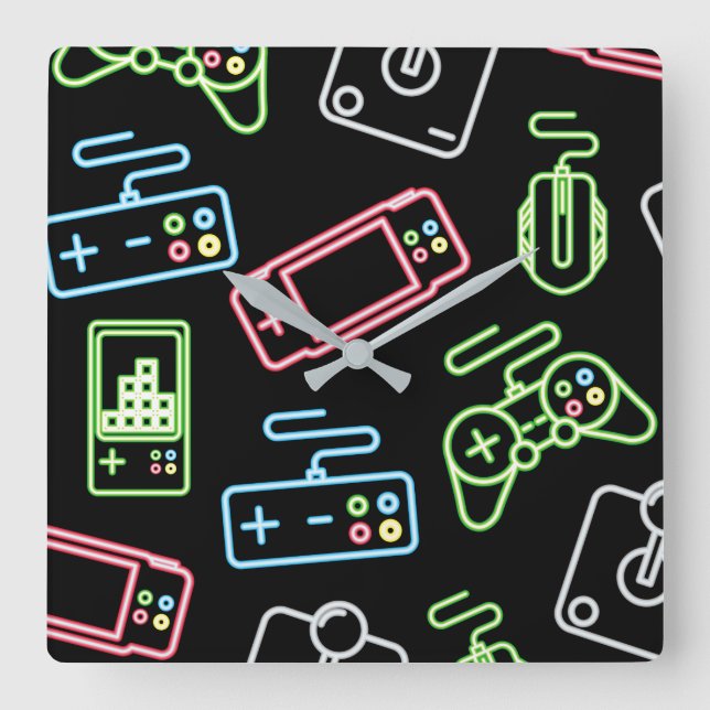 Video Game Controllers Square Wall Clock (Front)