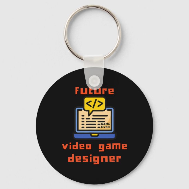 Video Game Designer Programmer Coder  Keychain (Front)