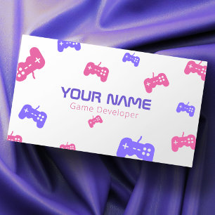 Video Game Developer Tester Console Pink & Purple  Business Card