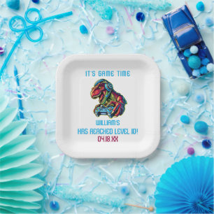 Video Game Dinosaur Gaming Birthday Party Paper Plate