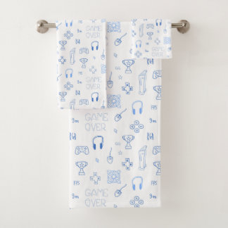 Video game doodle PC gamer theme Bath Towel Set