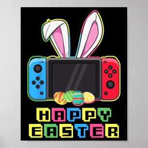 Video Game Easter Bunny Funny Gaming Controller Ga Poster