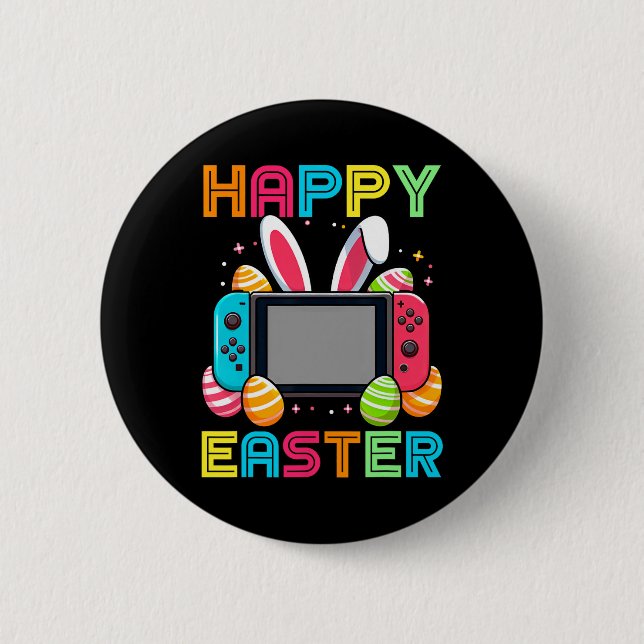 Video Game Easter Bunny Gaming Controller Gamer Bo 2 Inch Round Button (Front)