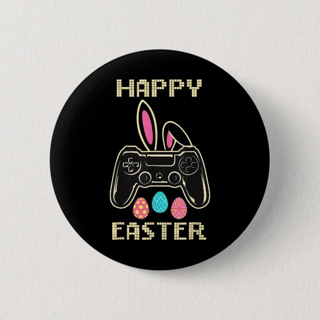 Video Game Easter Bunny Gaming Controller Gamer Bo 2 Inch Round Button (Front)