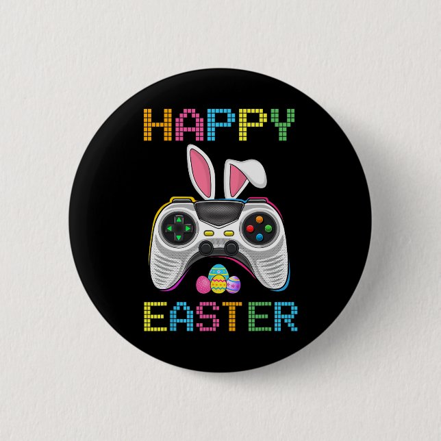 Video Game Easter Bunny Gaming Controller Gamer Bo 2 Inch Round Button (Front)