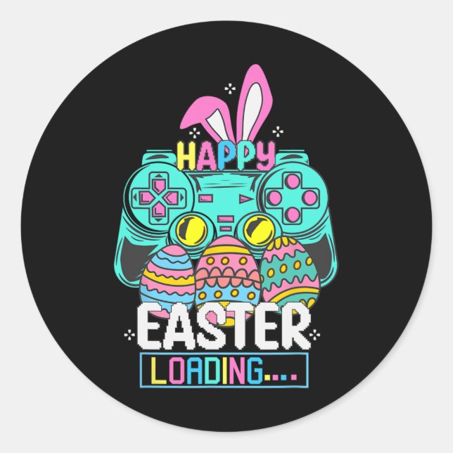 Video Game Easter Bunny Gaming Controller Gamer Bo Classic Round Sticker (Front)