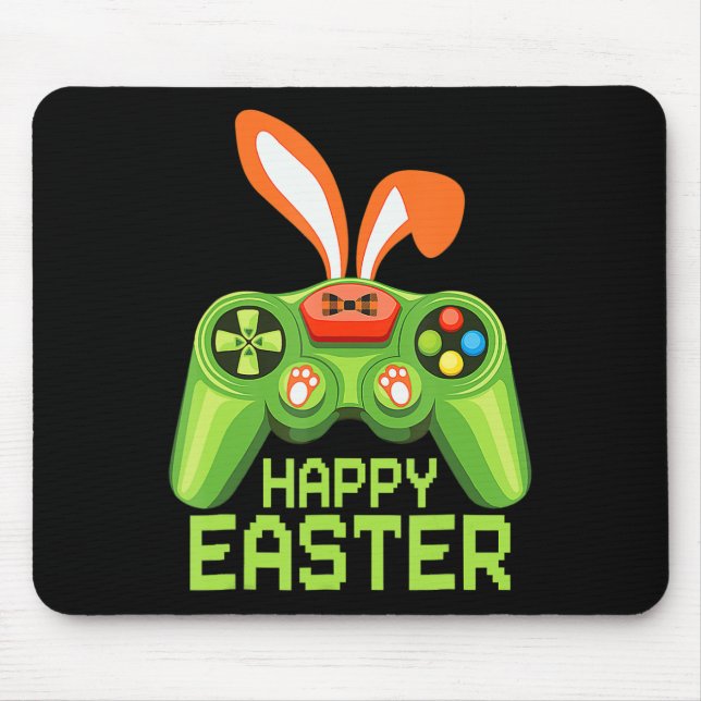 Video Game Easter Bunny Gaming Controller Gamer Bo Mouse Pad (Front)